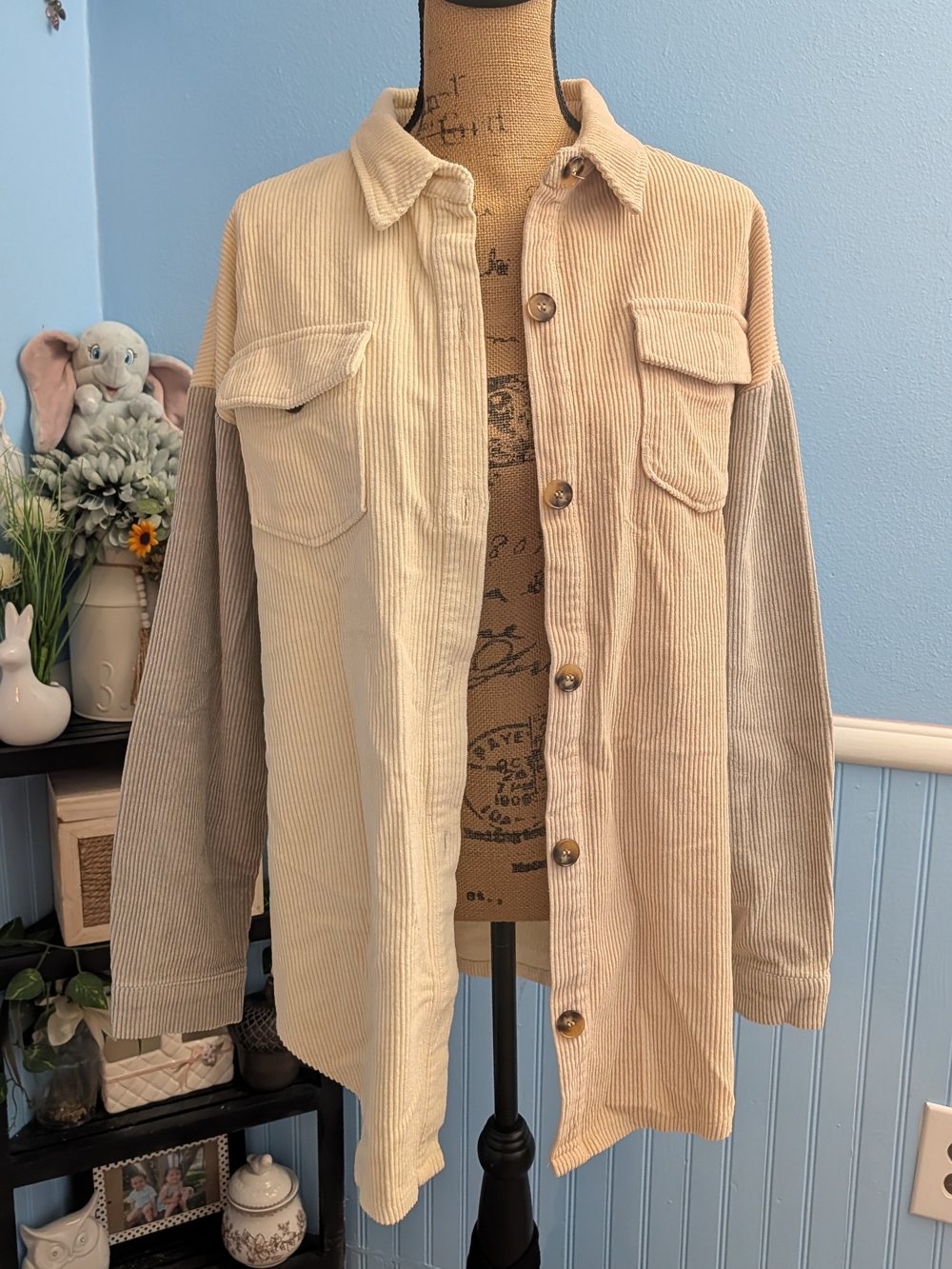 Brand New- BiBi Color Block Corduroy Shacket
